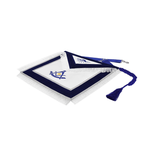 Traditional Master Mason Regalia Apron Handmade Eco-friendly Durable PU Leather <b>Foundation</b> Square Shape White Blue Tassels - Product Image 3