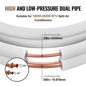 Set di tubi in rame per HVAC da 16 piedi, da 3/8" a 5/8" D.E., isolamento a triplo strato per AC/Riscaldamento PU - Product Image 3