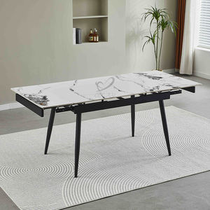 Grande table à manger rectangulaire grise en céramique extensible avec rallonge - Product Image 1