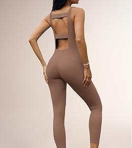 Nuevo Conjunto de Yoga de Una Pieza para Mujer, Color Sólido, Sin Mangas, Sexy, Ajustado, Diseño Elástico de Nylon, Trajes de Yoga para Mujer - Product Image 5