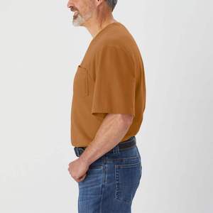 Custom Color Solid Jersey <b>Pocket</b> Short Sleeve <b>T</b>-<b>Shirt</b> 100% Cotton Heavyweight 210g Premium Knitted Silk Screen Printed Quick Dry - Product Image 3