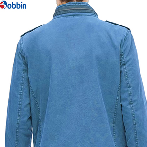 Chaqueta vaquera de hombre nueva para exteriores, color sólido, cuello alto, cierre de cremallera, estilo urbano, muy económica - Product Image 3
