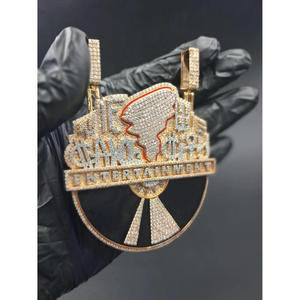 Collier pendentif logo Iced Out Entertainment avec diamants VVS cultivés en laboratoire et bijoux hip-hop en argent sterling 925 - Product Image 1