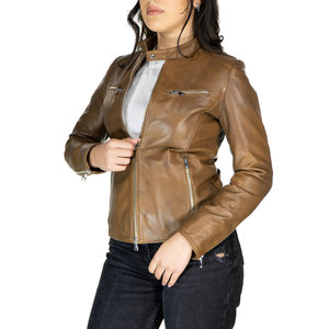 Women Custom Fashion High Quality Genuine Leather Bomber Jacket with Zipper Closure Jackets For Ladies - Product Image 4