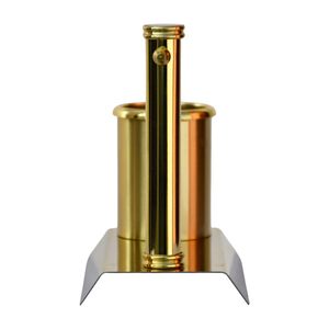 Horloge de bureau en laiton avec porte-stylo, design moderne, mouvement électronique, fonction snooze, affichage numérique, fonctionne à piles, finition dorée, chiffres romains - Product Image 3