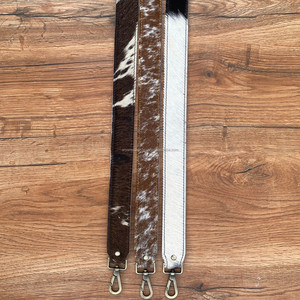 Hot Selling Handmade Hair on Cowhide 1.5" Shoulder Strap Western Genuine Leather Replacement <b>Bag</b> Straps with Antique Brass Snap - Product Image 3