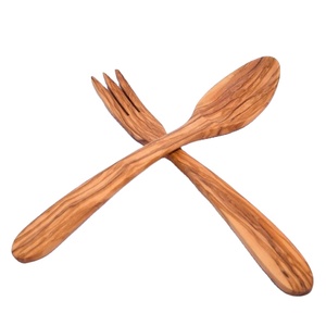 Premium Handcrafted Olive Wood Salad Servers Set Eco-Friendly Wooden Salad Tongs For Serving Non-Stick Scratch-Resistant - Product Image 1