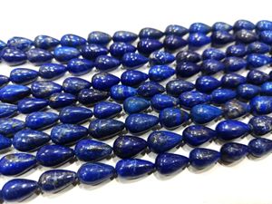 Saphir bleu naturel en forme de goutte, lisse et uni, 10x15mm, vendu par brin de 8 pouces environ - Product Image 5