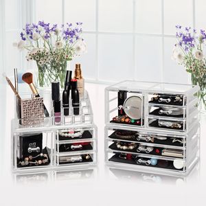 Set di 4 Portaoggetti in Plastica Trasparente per Cosmetici, Organizzatore per Trucchi, Scaffale Portaoggetti - Product Image 3