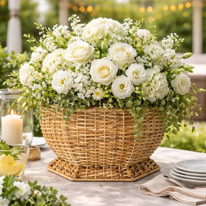 Panier à plantes en rotin avec sac en plastique, couvercle de pot de fleurs tissé à la main, support décoratif pour plantes d'intérieur, décoration de jardin et de maison - Product Image 5