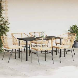 Conjunto de comedor de jardín de 6 plazas en ratán sintético marrón - Product Image 3