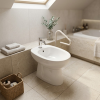 Cuvette de toilette monobloc en céramique blanche, anti-bactérienne, moderne, sur pied, avec garantie de 5 ans pour hôtels et hôpitaux