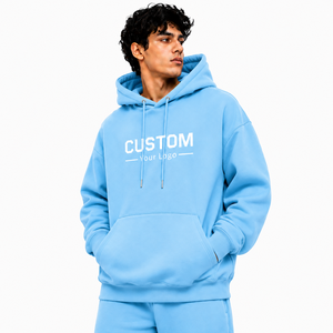 Pull à capuche oversize 100 % coton pour homme, imprimé personnalisé, style streetwear hip-hop, avec poche – Vente en gros - Product Image 4