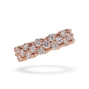Bague de fiançailles et de mariage épaisse en or rose 14 carats avec diamant de laboratoire rond de 3,27 carats couleur E VS1, modèle VB-188SR, entièrement sertie de diamants - Product Image 4