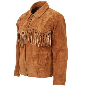 Cowboy Man Leather <b>Jacket</b> Long Fringes Leather <b>Jacket</b> <b>Men</b> Original Cow <b>Suede</b> Leather <b>Jacket</b> Zipper Closure Leather Avirex <b>Jacket</b> - Product Image 3