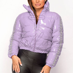 Chaqueta Corta Acolchada para Mujer con Logotipo Personalizado, Chaqueta de Plumón Cálida para Invierno, Chaqueta Larga Acolchada para Mujer - Product Image 1