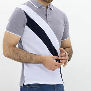 Polo homme gris chiné premium |   Polo athlétique à diagonales blanches et noires, vêtements de sport urbains, vêtements de sport pour la salle de sport, vêtements de sport actifs - Product Image 2