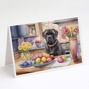 Whimsical A7 Size 5x7 Blank Note <b>Cards</b> <b>Pack</b> of 8 for <b>Easter</b> Decorations and Cane Corso Greetings - Product Image 1