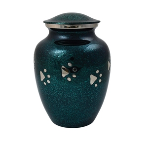 Forever Loved Green Aluminium Pet <b>Urn</b> <b>for</b> Cat & <b>Dog</b> <b>Ashes</b> – Elegant Engraved Paw Print Tribute <b>Urn</b> <b>for</b> Home Display - Product Image 1