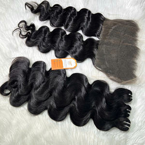 Superventas Hot Trens Body Wavy Bundles Trama Cabello crudo Varias longitudes Color negro natural Super Doble sedoso Suave de larga duración - Product Image 3