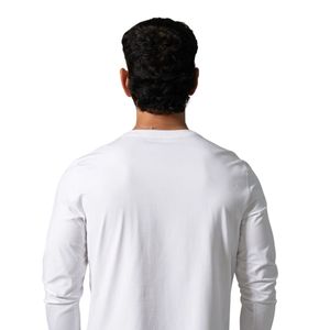 Men's <b>White</b> Long Sleeve Performance T Shirt Lightweight Cotton Crew Neck Fitness Training Casual Sportswear Apparel - Product Image 4