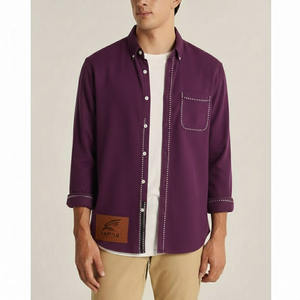 OEM Custom <b>Men's</b> Casual <b>Denim</b> Long Sleeve <b>Shirt</b> Breathable Summer Customized Logo Print Pattern Made Polyester - Product Image 6