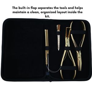 Kit d'outils professionnels pour extensions de cheveux à usage professionnel en salon, avec outil de pose et de retrait de perles plates, outil à boucle et crochets, et pinces bec de canard - Product Image 5