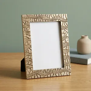 Handmade Rectangular Photo <b>Frame</b> Embossed Texture Tabletop Display Vertical Orientation Metal Picture <b>Frame</b> Decorative Home - Product Image 4
