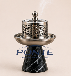 Marble Base Metal Incense Burner Modern Arabic Mabkhara For Bakhoor & Oud Elegant Frankincense Censer For Ramadan Home <b>Decor</b> - Product Image 1