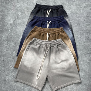 Shorts pour hommes en coton 100% de haute qualité, délavés à l'acide, à manches courtes, séchage rapide, respirants, taille élastique, taille haute, avec logo personnalisé, vente en gros - Product Image 4