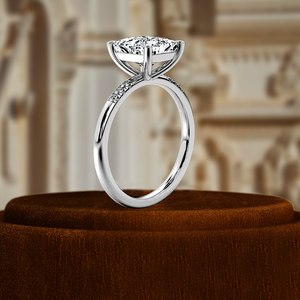 Bague de fiançailles en or jaune 14 carats avec diamant de laboratoire taille princesse 1,5 carat certifié IGI, sertie pavé, cadeau de mariage, bague d'anniversaire - Product Image 4