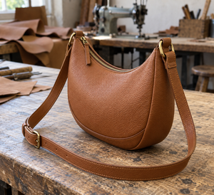 Bolso de Hombro de Cuero Genuino Vintage para Mujer, Patrón Lichee, Cierre de Cremallera, Correa Única, Color Marrón, para Uso Diario en Todas las Estaciones - Product Image 1