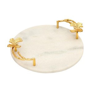 Luxury White Marble Rectangle <b>Decorative</b> Serving Tray Gold Flower Handles Modern Elegant Wedding Eco-Friendly Home <b>Kitchen</b> <b>Decor</b> - Product Image 6