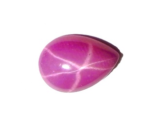 Rubis Étoilé Rose Taillé Poire 5x7 mm 1 Carat Créé en Laboratoire Poli Opaque Cabochon avec Effet Étoile à 6 Branches pour la Fabrication de Bijoux - Product Image 3