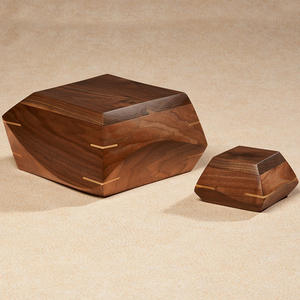 Solid Walnut Wood Cremation Urns Set Design Small & <b>Large</b> <b>Keepsake</b> <b>Boxes</b> - Sustainable Wood Funeral Memorial Urn Urns for Ashes - Product Image 1