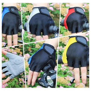 Half Finger Cycling Leather <b>Gloves</b> <b>Mesh</b> Unisex Pull On Closure Gray <b>Black</b> Yellow Training Fitness <b>Gloves</b> - Product Image 5