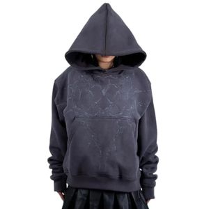 Sweat-shirt à capuche unisexe surdimensionné en molleton épais, noir anthracite délavé style vintage, streetwear - Product Image 1