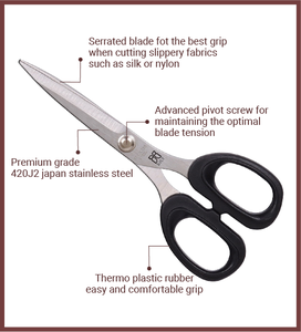 Tijeras de Sastre Multiusos de 6.5 Pulgadas, Estilo KAI, con Borde Dentado de Acero Inoxidable, Mango de Goma Negra, para Bordado - Product Image 2