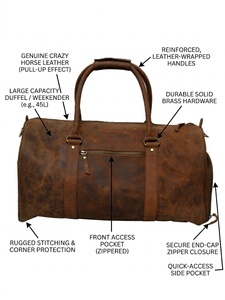 WRIZA Genuine Leather Weekender <b>Bag</b> Vintage Travel <b>Duffel</b> for Men Durable Handmade Overnight Carry <b>Bag</b> with Premium Craft Design - Product Image 5