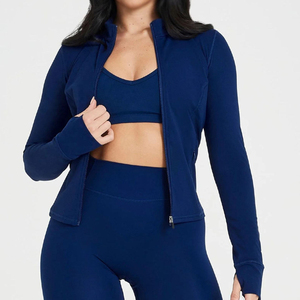 Veste de yoga respirante sur mesure, grande taille, avec extensibilité quadridirectionnelle, coupe-vent, fermeture éclair, pour la salle de sport, le fitness et les vêtements de sport - Product Image 2