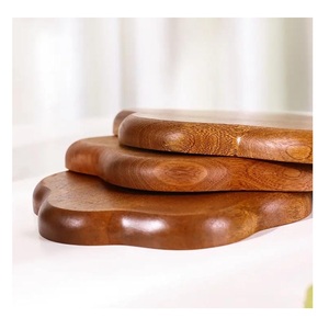 Premium Eco-Friendly Customizable Modern Movable Acacia Wood Serving Tray Set Scalloped Edge Snack Plates Birthday <b>Decorative</b> - Product Image 5