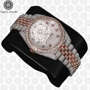 Reloj de Lujo para Hombre Charm Jewells, Caja de Acero Inoxidable de 40 mm, Movimiento Mecánico, Detalles de Diamantes, Correa de Cuero, Resistente al Agua 10 Bar - Product Image 1