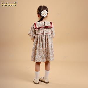 Vestido de Terciopelo Floral con Bordado a Mano para Niñas, con Ribete de Terciopelo - ODM, Otoño, 100% Algodón, DR4485 - Product Image 5