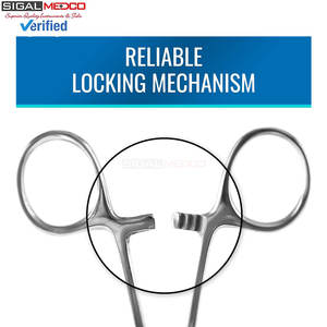 Pinzas Kelly de Bloqueo con Mecanismo de Trinquete, Curvas, de 5-1/2 Pulgadas, Plateadas, de Acero Inoxidable, Instrumento Quirúrgico Manual - Product Image 4