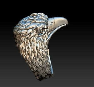 Bague en argent sterling 925 motif tête d'aigle royal, bague statement pour homme, bijoux en gros - Product Image 2