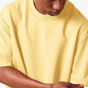 T-shirt en molleton bouclette 100 % coton premium pour homme – Coupe ample et courte, personnalisable avec logo, vierge, vente en gros - Product Image 3