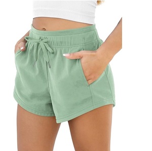 Shorts de survêtement amples en molleton de coton uni pour femme avec cordon de serrage – Style sportswear – En promotion - Product Image 1
