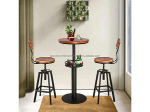 Industrial Wooden Bar <b>Stool</b> with Backrest Adjustable Height Bar <b>Stool</b> Chair Rustic Wood & Metal Bar Chair Vintage Industria - Product Image 2