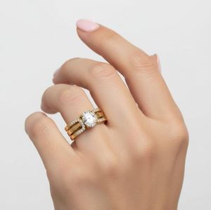 Oval Cut Moissanite <b>Ring</b> 925 Sterling <b>Silver</b> Yellow Gold Plated Classic <b>Solitaire</b> Engagement Wedding <b>Ring</b> Dainty Promise Luxury - Product Image 4