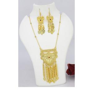 Charm Pendant <b>Set</b> Jewelry Gold Plated <b>Indian</b> Dubai Arabian Jewelry Pendant <b>Set</b> Earrings Necklace Chain for Women - Product Image 3